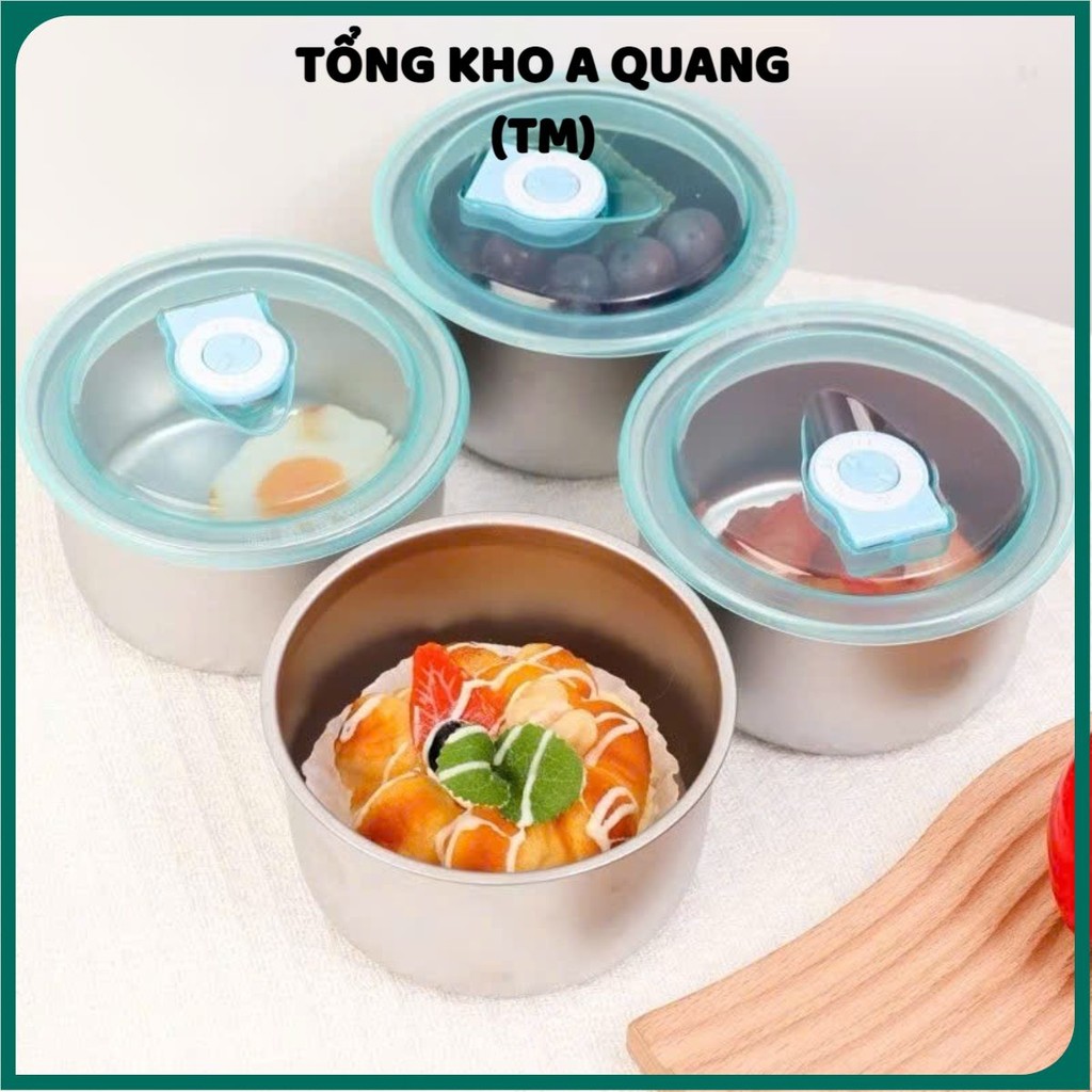 Hộp Đựng Thực Phẩm Tròn Inox 304 Không Gỉ Có Nắp Đậy Bảo Quản Thực Phẩm Tiện Lợi,  HỘP ĐỰNG ĐỒ ĂN - 