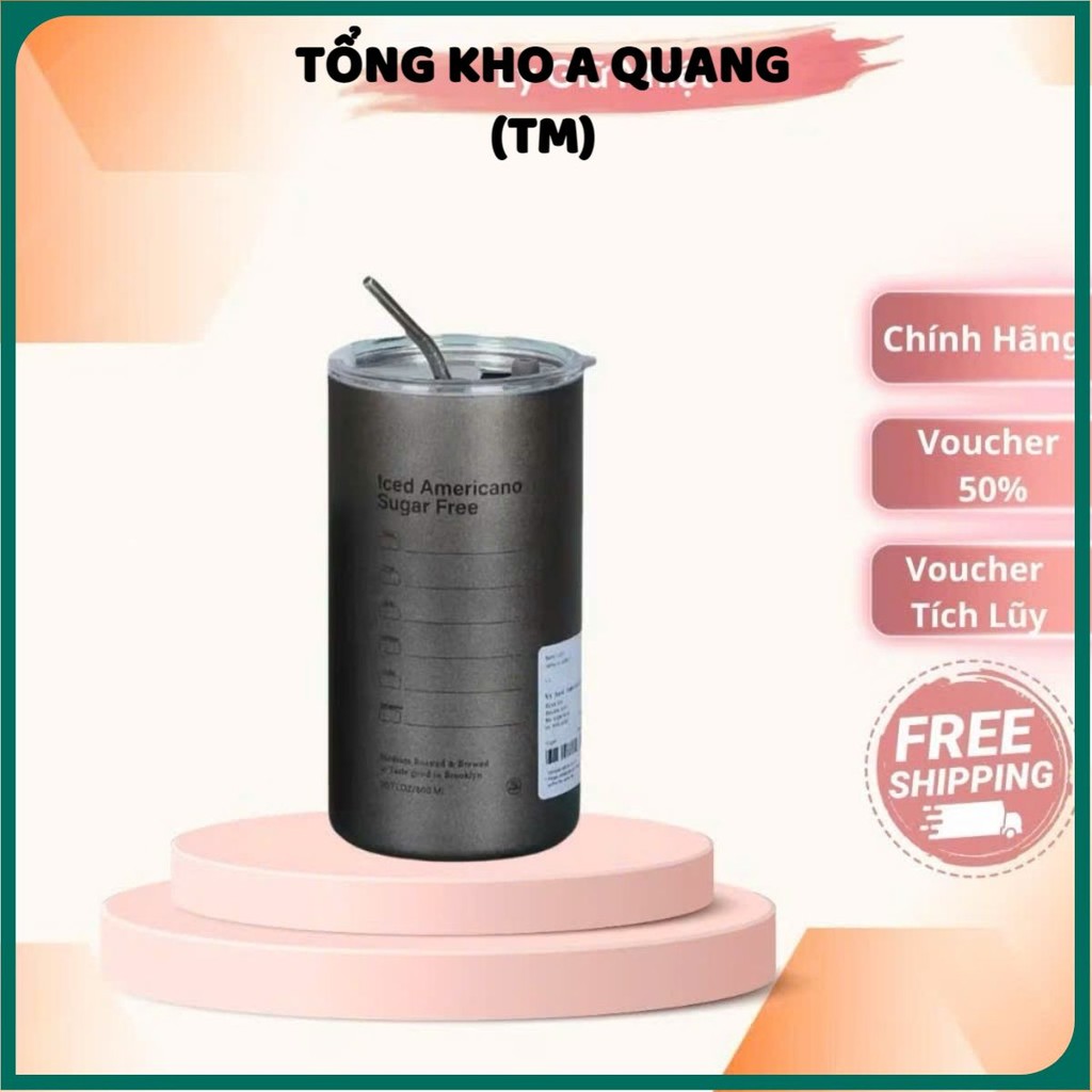 BÌNH NƯỚC LATTE 650ML,  Ly Giữ Nhiệt Americano 650ML Inox 304 Kèm Ống Hút- BINHGIUNHIET