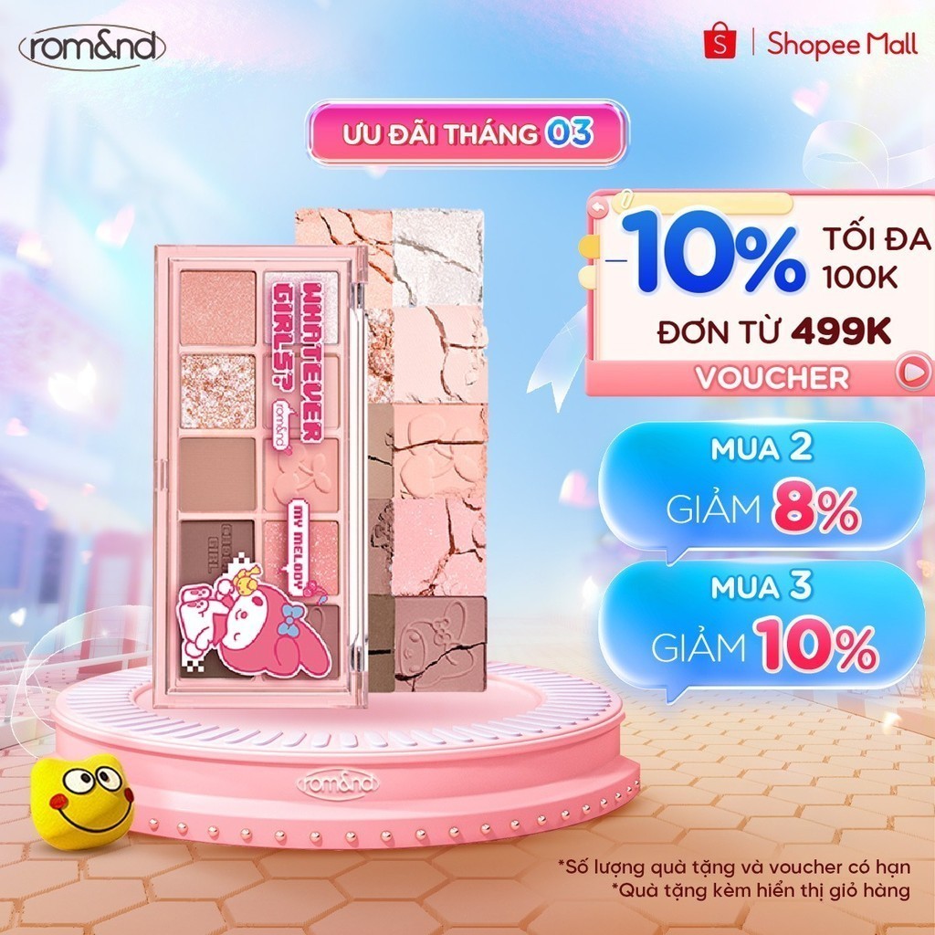 [Rom&nd X SANRIO] Bảng phấn mắt 10 màu BETTER THAN PALETTE