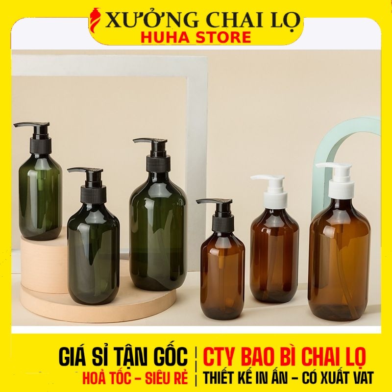 [COMBO 5 CÁI] Chai Nhựa PET Xịt Vòi Nhấn 300ml 500ml 1000ml | Lọ Chiết Mỹ Phẩm, Vỏ Chai Đựng Sữa Tắm, Dầu Gội