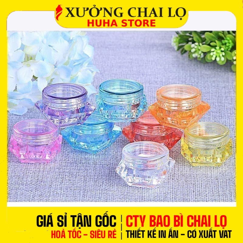 [COMBO 20 CÁI] Hũ Nhựa Kim Cương 3g 5g 10g | Hũ Đựng Kem Face, Chiết Mỹ Phẩm Mini Nhiều Màu