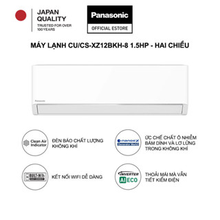 [CHỈ GIAO MIỀN BẮC] Máy lạnh/Điều hòa Panasonic Inverter CU/CS-XZ12BKH-8 - 1.5HP - Hai chiều - Lọc sạch không khí NanoeX