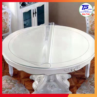 Tấm kính nhựa dẻo trải bàn tròn trong suốt, chống nước, dầu mỡ, xước, dày 1.5mm, đường kính 90-110cm
