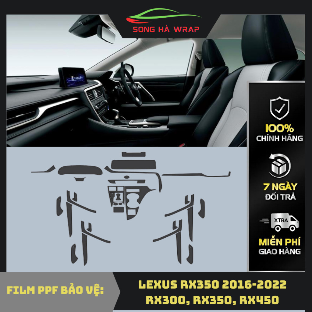 Lexus RX350 2016-2022 RX300, RX350, RX450 Full nội thất tặng dán hõm+tay nắm,Dán PPF bảo vệ nội thất