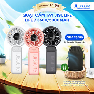 Quạt cầm tay tích điện mini Jisulife Life 7 5 cấp độ gió 3600/5000mAh - Sử dụng lên đến 12h - Chính hãng - BH 12 tháng