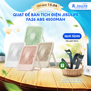 Quạt Để Bàn Tích Điện 4 Cấp Độ Gió JISULIFE FA26 | Pin 4500mAh Sử Dụng Lên Đến 15H | Bảo Hành Chính Hãng 12 Tháng