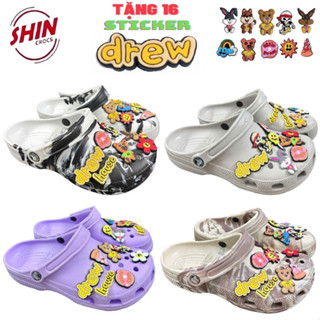 [Tặng 16 Sicker] Dép Sục Nam Nữ Họa Tiết Dreww Nhiều Mầu Size 35 Đến 45