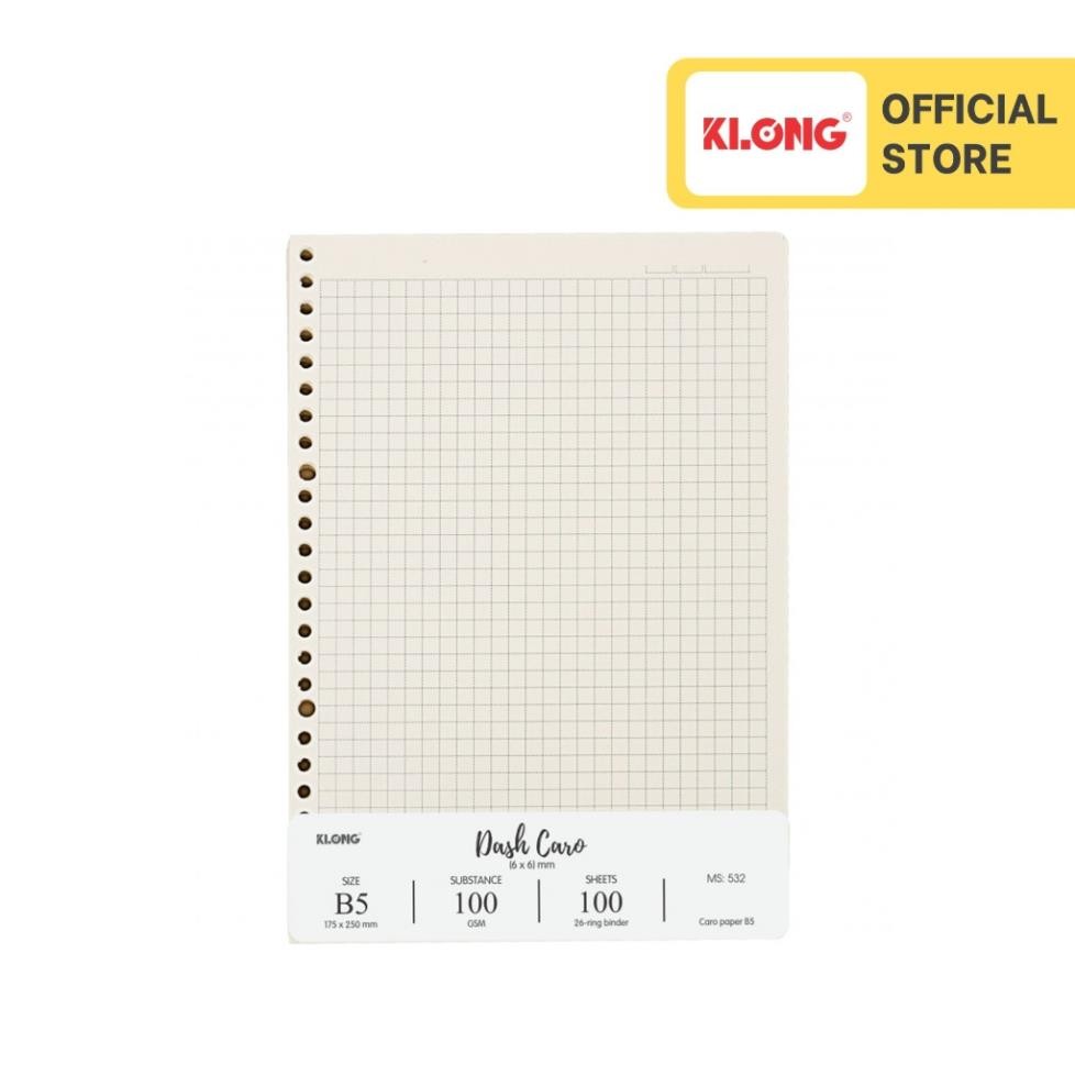 Ruột sổ còng Dash Caro KLONG B5 100/76 – 100 tờ (200 trang); MS: 532