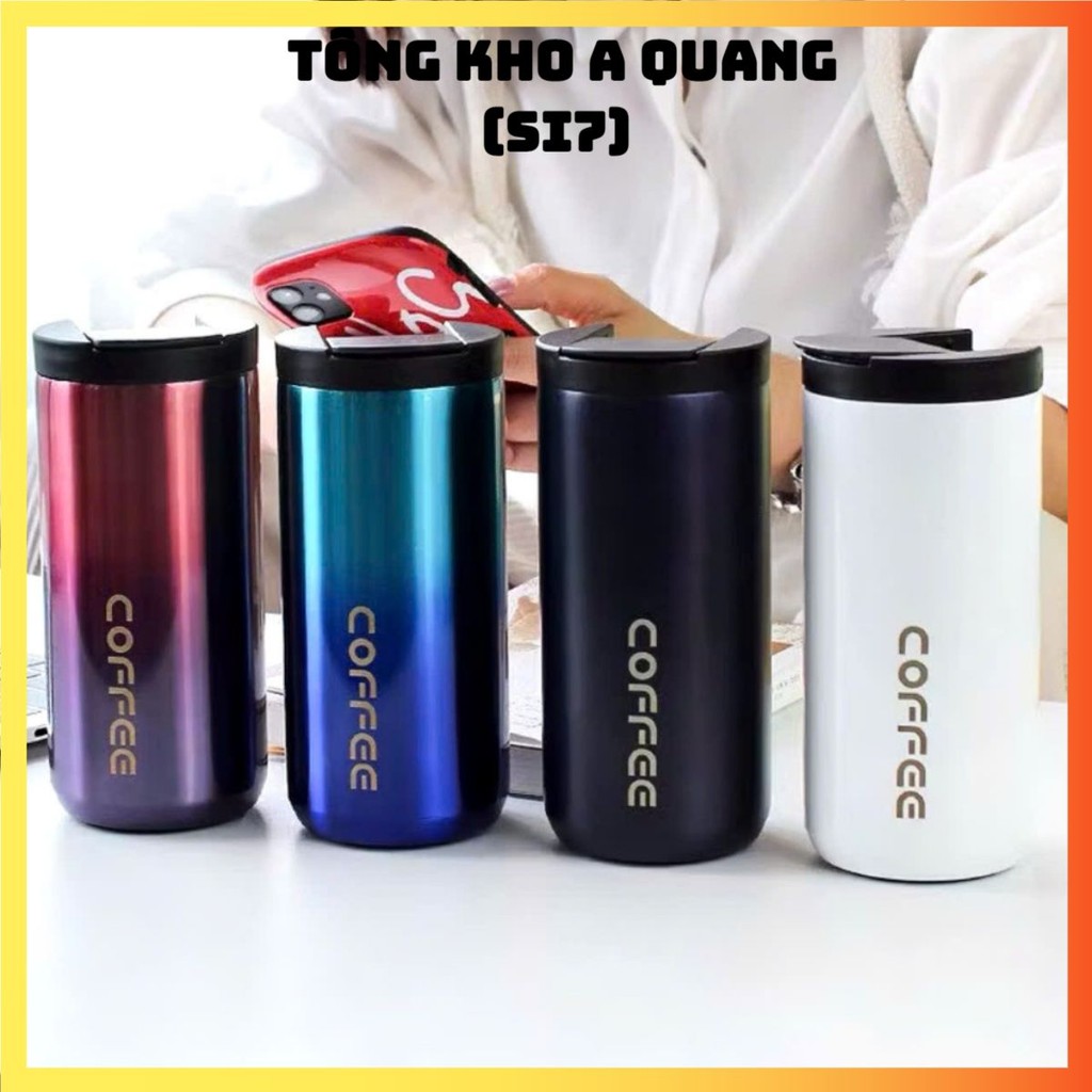 LY,CỐC COFFEE HÌNH TRỤ 400ML,  Ly Giữ Nhiệt Coffee Inox 304 Đựng Nước 400ml,Bình Giữ Nhiệt Pha Cà Ph