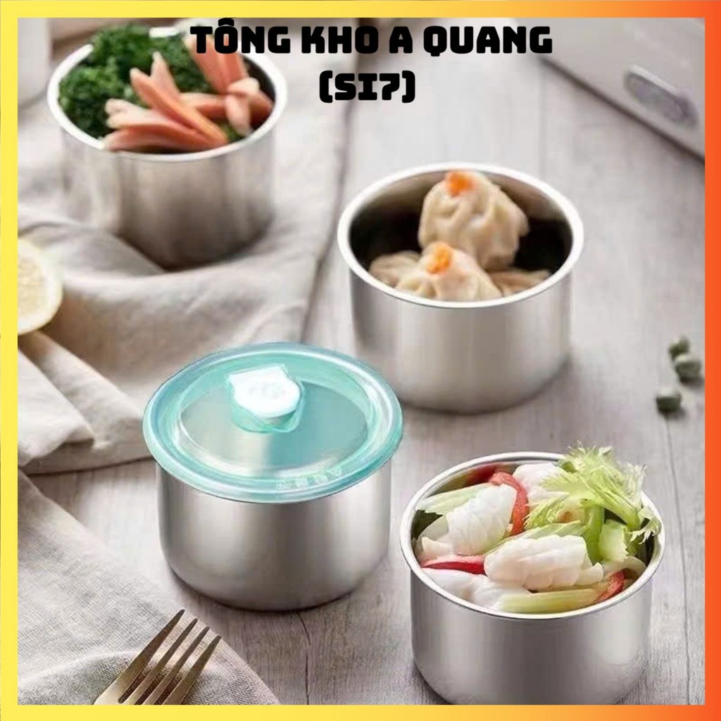 Hộp Đựng Thực Phẩm Tròn Inox 304 Không Gỉ Có Nắp Đậy Bảo Quản Thực Phẩm Tiện Lợi,  HỘP ĐỰNG ĐỒ ĂN - 