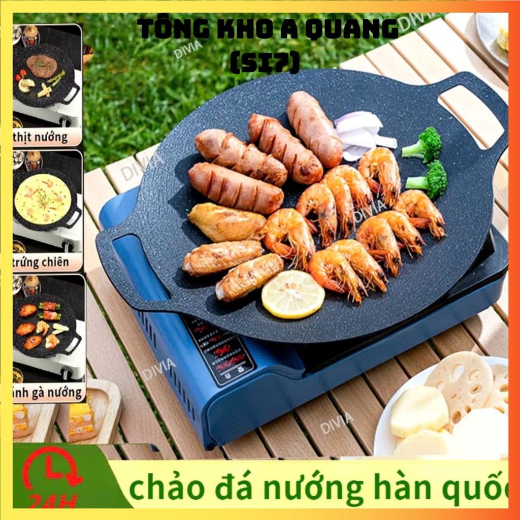 CHẢO GANG SIZE 34 , Chảo đá nướng đá chảo chống dính size 34 cm chảo đá chống dính hàn quốc chao đa 