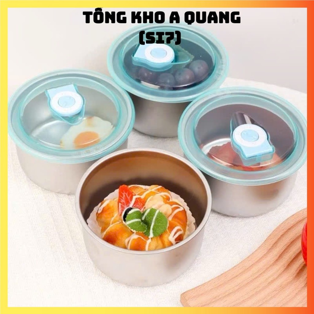 Hộp Đựng Thực Phẩm Tròn Inox 304 Không Gỉ Có Nắp Đậy Bảo Quản Thực Phẩm Tiện Lợi,  HỘP ĐỰNG ĐỒ ĂN - 