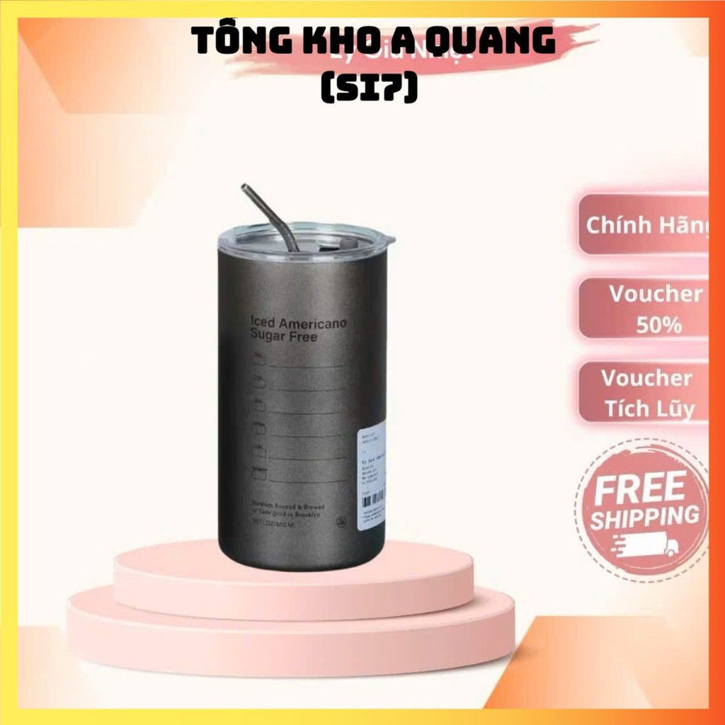 BÌNH NƯỚC LATTE 650ML,  Ly Giữ Nhiệt Americano 650ML Inox 304 Kèm Ống Hút- BINHGIUNHIET