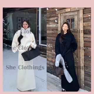 Set Bộ Nữ Nỉ 2 Da Trơn Basic Dáng Thụng Áo Dài Tay Form Rộng Kèm Chân Váy Dáng Dài Freesize