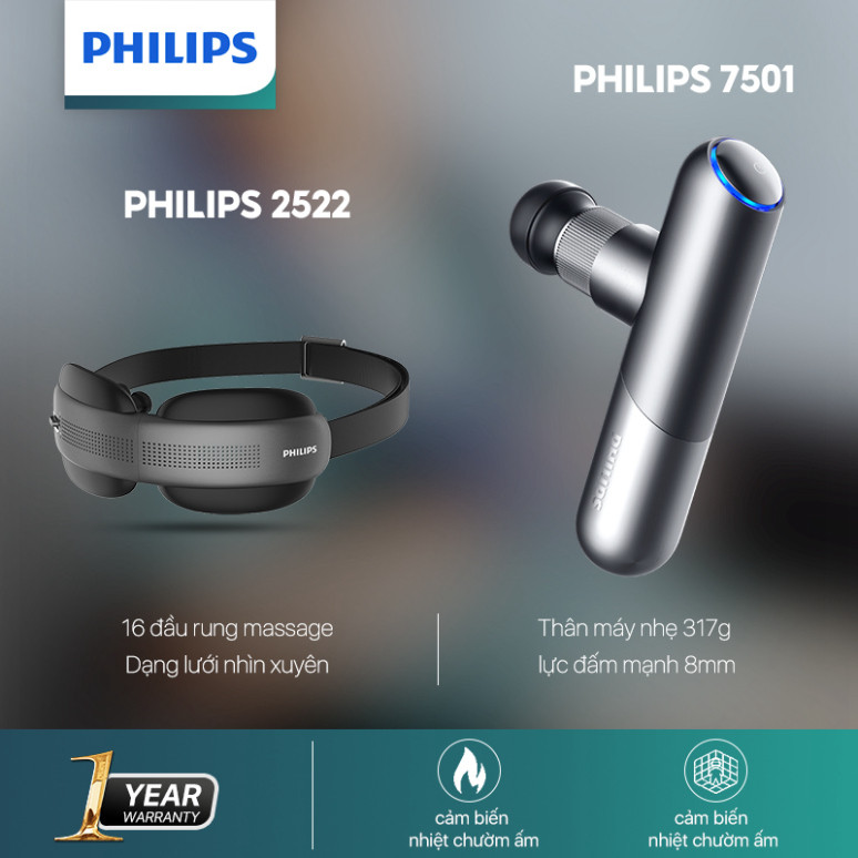 Máy Massage Cầm Tay Mini Philips PPM7501 & Máy Massage Mắt Philips PPM2522 – Bảo Hành Chính Hãng