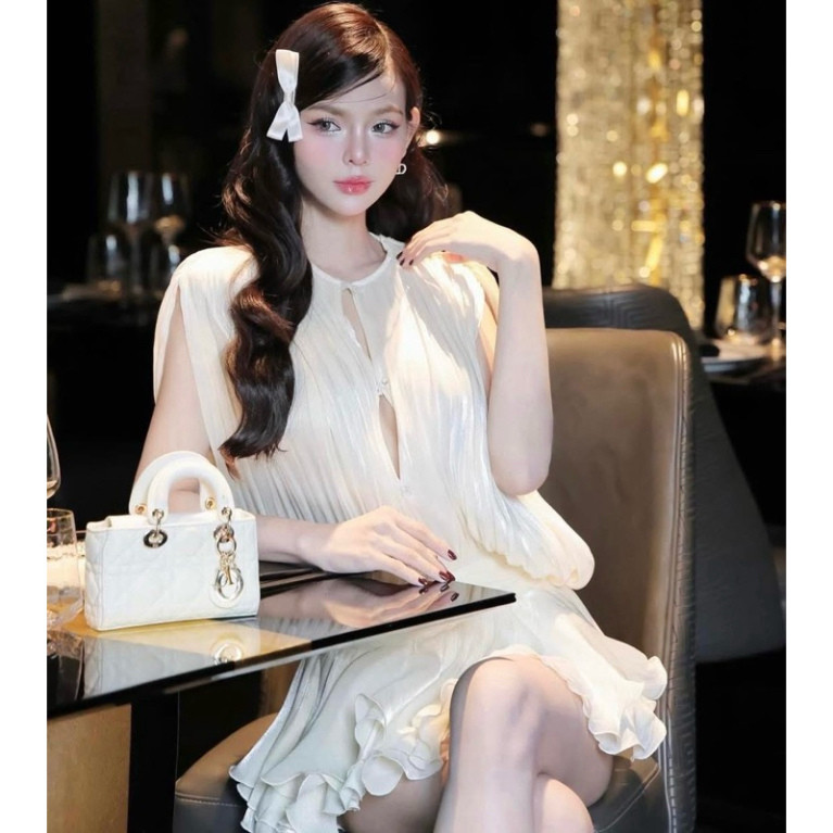 Váy Bánh Bèo Hở vai Dáng Xoè Chất Vải Tơ Óng Mềm Mịn - Mellystore VEROMODA88 | BigBuy360 - bigbuy360.vn