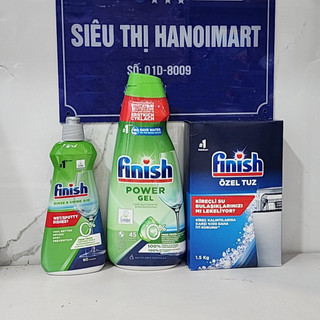 Combo Nước rửa bát Finish Gel Eco 900ml + 1.5kg Muối rửa bát + Nước làm bóng finish eco 400ml