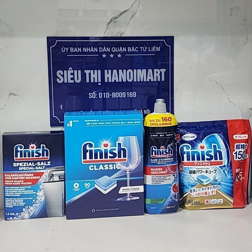 Combo viên rửa bát finish classic 90v + muối finish 1.5kg + Nước làm bóng 400ml, 150 viên finish đậm