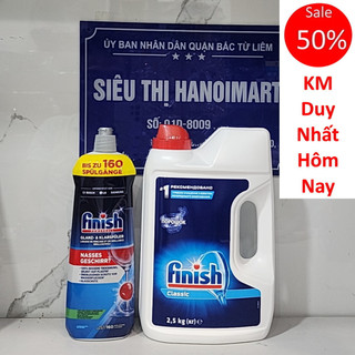 Combo bột rửa bát finish 2.5kg + nước bóng finish 800ml chuyên dùng cho máy rửa - hanoimart finish.edu.vn