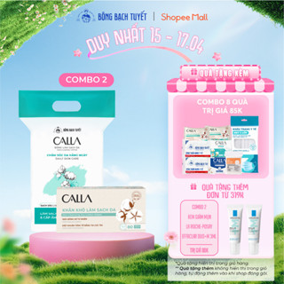 Combo làm sạch da chuyên sâu Bông Bạch Tuyết - Bông tẩy trang sạch sâu 250gr + Khăn khô làm sạch da 80 miếng