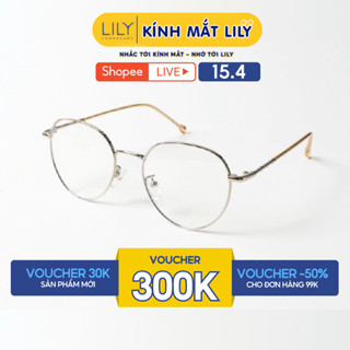 Gọng kính cận nữ Lilyeyewear mắt oval kim loại thanh mảnh màu sắc thời trang 292398