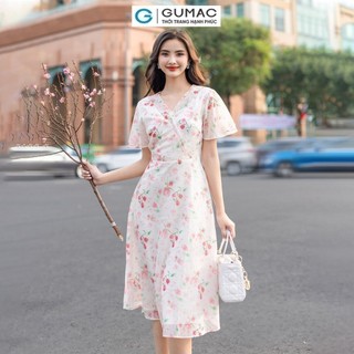 Đầm nữ GUMAC cổ tim kiểu phối  DD12061