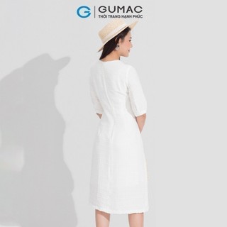 Đầm cổ v phối nút GUMAC DD05056