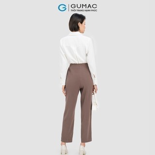 Quần tây nữ GUMAC baggy lưng liền phối phụ kiện vải silk len dày dặn  QD04026