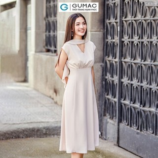 Đầm nữ GUMAC dáng A phối bèo DD11014 