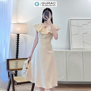 Đầm nữ GUMAC cổ bèo thắt dây  DE05008