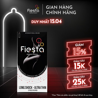 Bao cao su kéo dài, siêu mỏng FIESTA Long Shock Ultra Thin size 49 mm – Hộp 12 bao