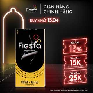 Bao cao su gân, gai, bo đầu FIESTA Ribbed Dotted size 51mm – Hộp 12 bao