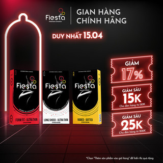 Combo 3 hộp Bao cao su FIESTA ôm sát, siêu mỏng, FIESTA gân gai size 51mm và FIESTA kéo dài size 49 mm - Hộp 12 bao