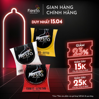 Combo 3 hộp Bao cao su FIESTA ôm sát, siêu mỏng, FIESTA gân gai size 51mm và FIESTA kéo dài size 49 mm - Hộp 3 bao