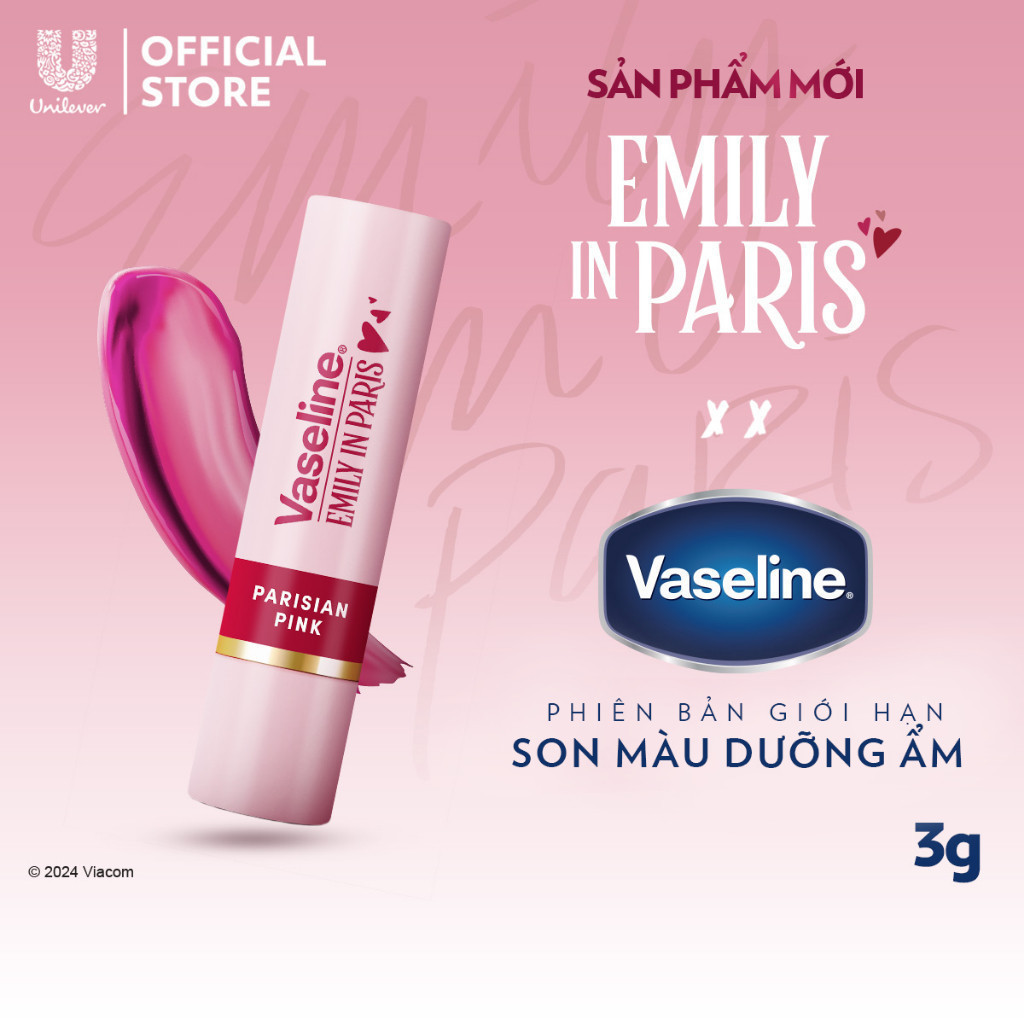 [Mua 2 giảm 50%] Son màu dưỡng môi Vaseline Emily In Paris 3g (Parisian Pink / Rouge Romance/ Nude Nouveau) | BigBuy360 - bigbuy360.vn