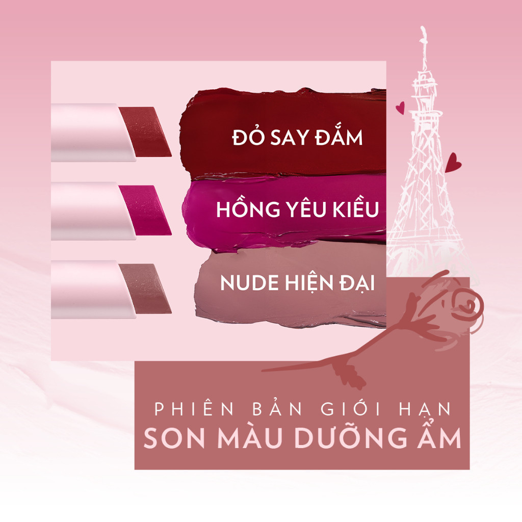 [Mua 2 giảm 50%] Son màu dưỡng môi Vaseline Emily In Paris 3g (Parisian Pink / Rouge Romance/ Nude Nouveau) | BigBuy360 - bigbuy360.vn