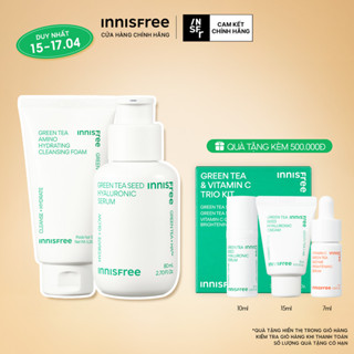 Bộ đôi làm sạch & cấp ẩm Sữa rửa mặt INNISFREE GreenTea Amino Cleansing Foam 150g & Green Tea Seed Hyaluronic Serum 80mL