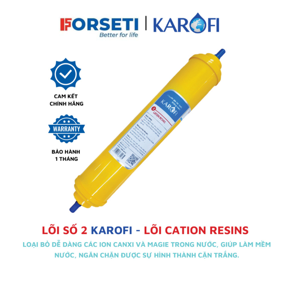 Lõi số 2 Karofi - Lõi Cation resins lắp máy K8RO-H - giúp làm mềm nước, ngăn chặn được sự hình thành