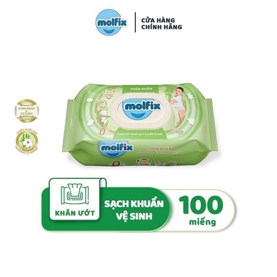 [Gift] Khăn ướt Molfix Thiên nhiên Sạch khuẩn vệ sinh - Gói 100 miếng