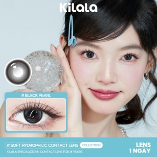 Kính áp tròng Kilala màu đen Black Pearl  lens cận 1 ngày DIA 14.2mm có độ (0-8) 2 chiếc & 10 chiếc