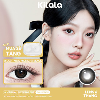 Kính áp tròng Kilala màu đen Lightning Midnight Black lens cận 6 tháng DIA 14.2mm có độ (0-8) 1 cặp