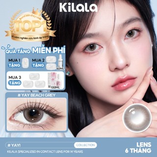 Kính áp tròng Kilala màu nâu Yay Beach Grey lens cận 6 tháng DIA 14.2mm có độ (0-8) 1 cặp