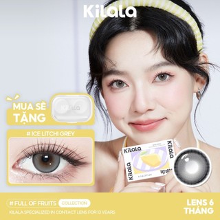  【Deal ưu đãi Kính áp tròng Kilala màu xám Ice Litchi Grey lens cận 6 tháng DIA 14.2mm có độ  0-8  1 cặp 