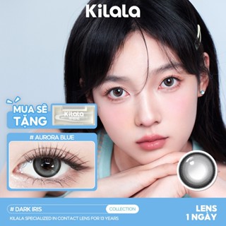 10 chiếc Kính áp tròng Kilala màu lam Aurora Blue lens cận 1 ngày  DIA 14.2mm có độ (0-8)