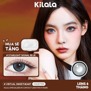 Kính áp tròng Kilala màu lam Starlight Signal Blue lens cận 6 tháng DIA 14.5mm có độ (0-8) 1 cặp