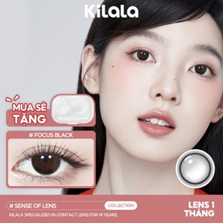  Kính áp tròng Kilala màu đen Focus Black lens cận 1 tháng DIA 14.0mm có độ  0-8  1 cặp 