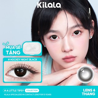  【Deal ưu đãi Kính áp tròng Kilala màu đen Hockey Night Black lens cận 6 tháng DIA 14.2mm có độ  0-8  1 cặp 