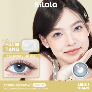  【Deal ưu đãi Kính áp tròng Kilala màu lam Electric Future Blue lens cận 6 tháng DIA 14.2mm có độ  0-8  1 cặp 