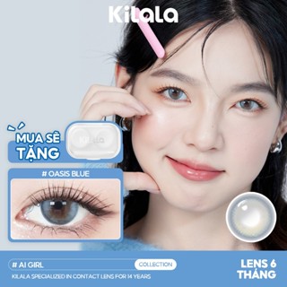 Kính áp tròng Kilala màu lam Oasis Blue lens cận 6 tháng DIA 14.2mm có độ (0-8) 1 cặp