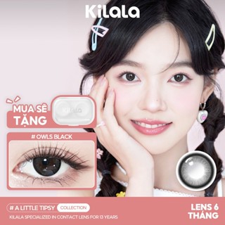  【Deal ưu đãi Kính áp tròng Kilala màu đen Owls Black lens cận 6 tháng DIA 14.2mm có độ  0-8  1 cặp 